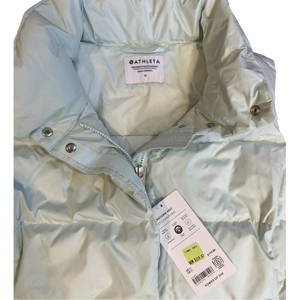 NWT ATHLETA Glacier Green Downtown Full Zip Insulated Puffer Vest Women's Medium - Picture 7 of 10